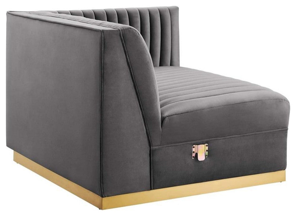 Modway Sanguine Velvet Modular Sectional Sofa Loveseat in Gray