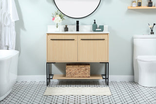 Sue 40" Single Bathroom Vanity, Maple, With Backsplash