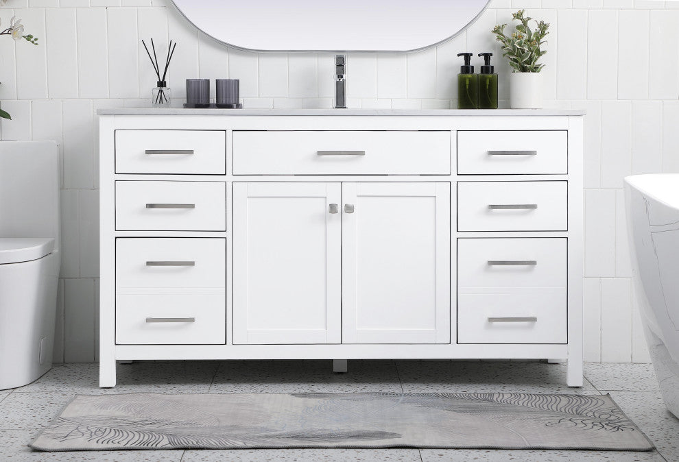 60" Single Bathroom Vanity, White