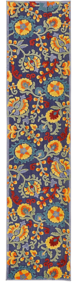 Nourison Aloha 2' x 6' Navy Multicolor Outdoor Rug