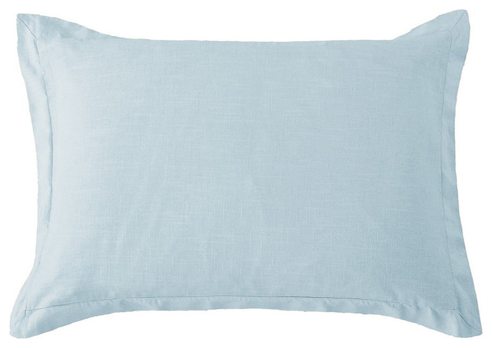 Hera Washed Linen Tailored Pillow Sham, 1PC, Light Blue, Standard