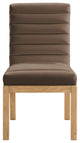 Evelyn Upholstered Dining Chair, Brown, Velvet, Natural Finish