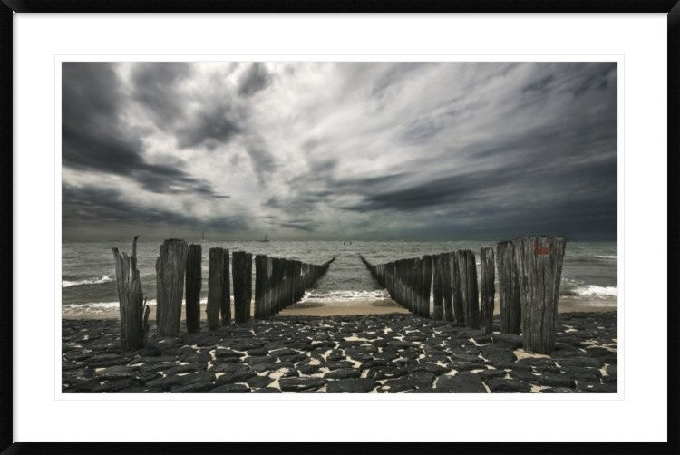 "Sea Defense" Framed Digital Print by Leon, 44x29"