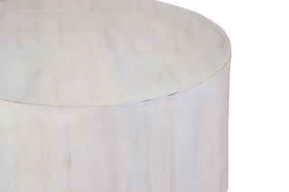 Krissa 30" Round Mango Wood Coffee Table, Whitewash