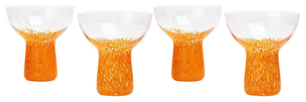 Dottie Clear Orange Dots Cocktail Glass, Set of 4