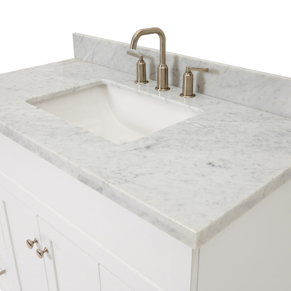 Ariel Hamlet 43" Rectangle Sink Bath Vanity, 1.5" Carrara Marble