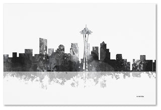 Marlene Watson 'Seattle Washington Skyline BG-1' Canvas Art, 12"x19"