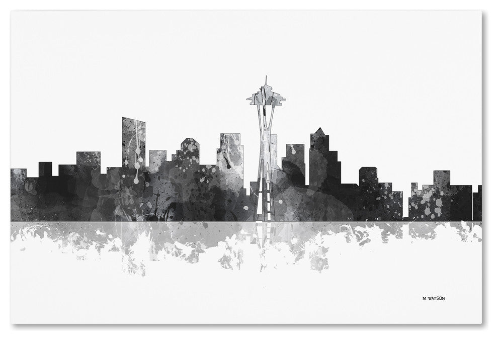 Marlene Watson 'Seattle Washington Skyline BG-1' Canvas Art, 12"x19"