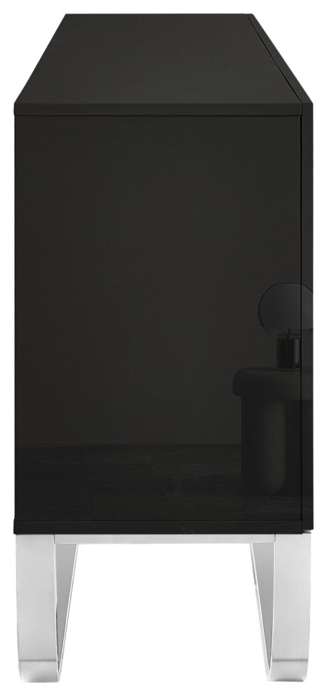 Nicole Miller Jacelynn Sideboard, Black/Chrome, 3-Door