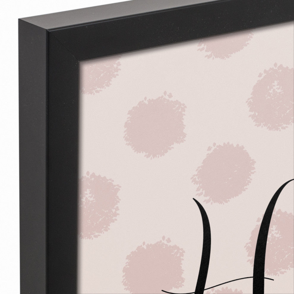 Holy Chic Pink Polka Dots on Cream 13.73x13.73 Black Framed Canvas