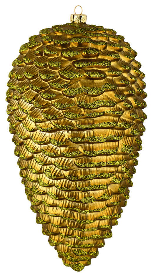 Vickerman N187214D 7" Olive Matte Glitter Pinecone Christmas Ornament, Includes4