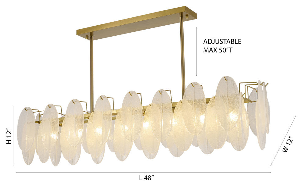 8-Light Brass Chandelier With Frosted Glass