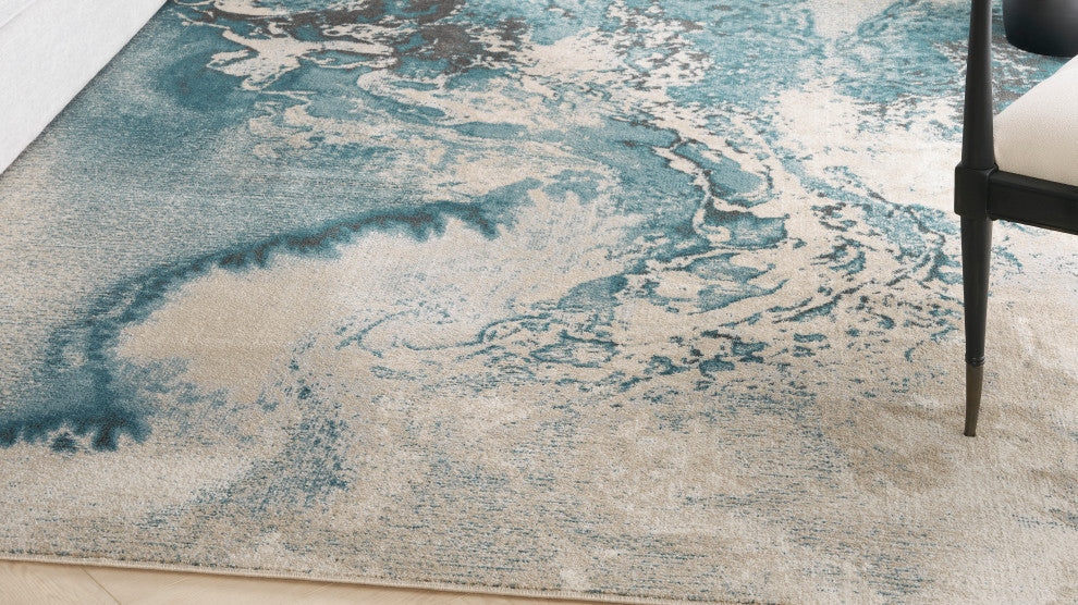 Nourison Maxell 9' x 12' Ivory/Teal Modern Indoor Area Rug