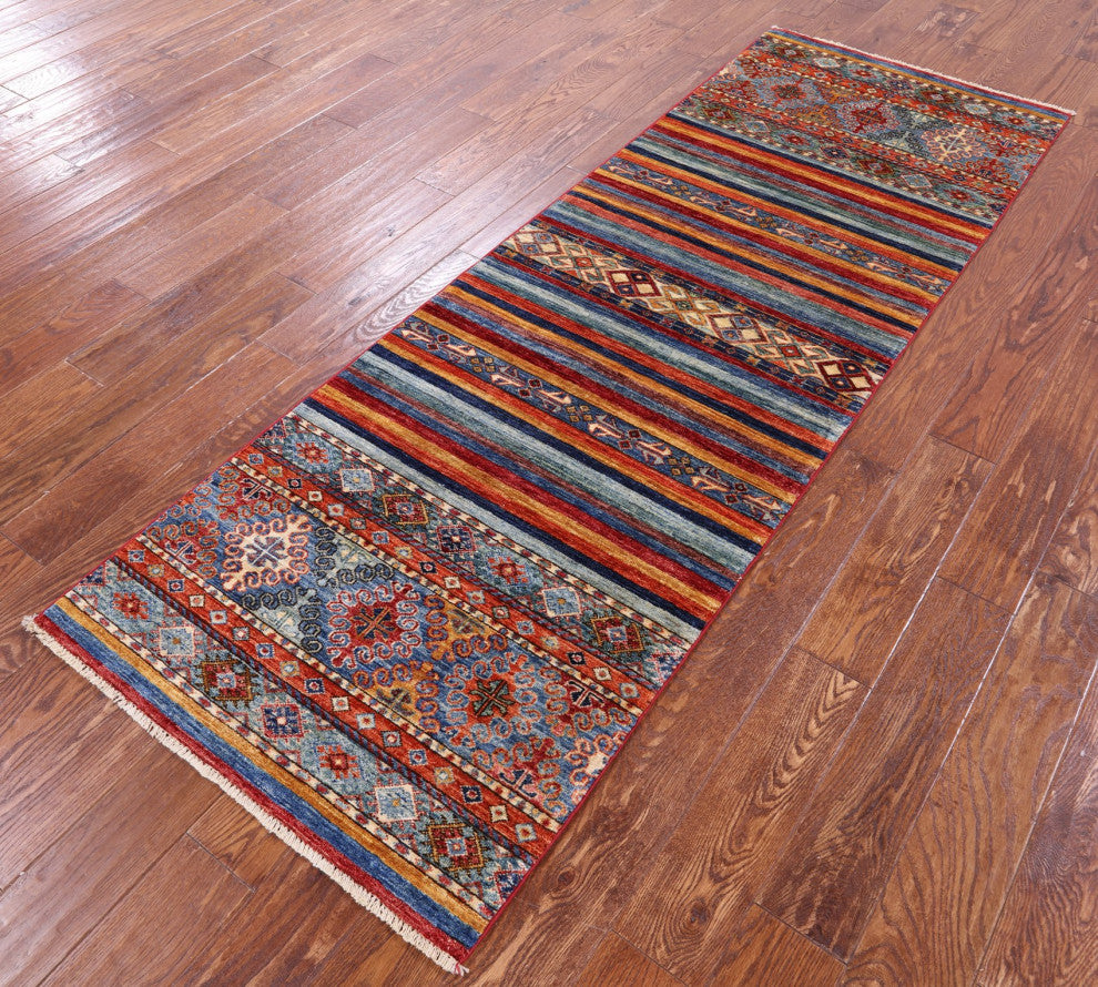 Runner Super Kazak Khorjin Handmade Rug 2' 8" X 8' 0" Q11011