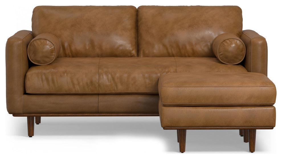 Morrison 72" Sofa and Ottoman Set, Caramel Brown, 72"