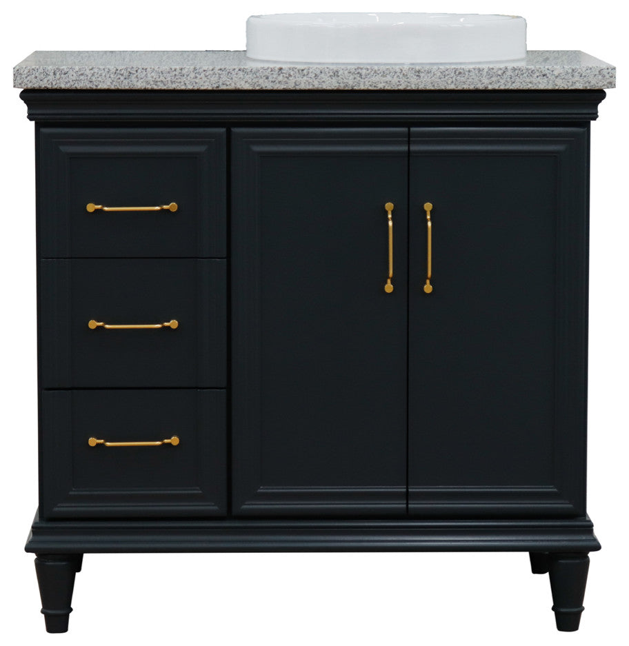37" Single Vanity, Dark Gray Finish With Gray Granite