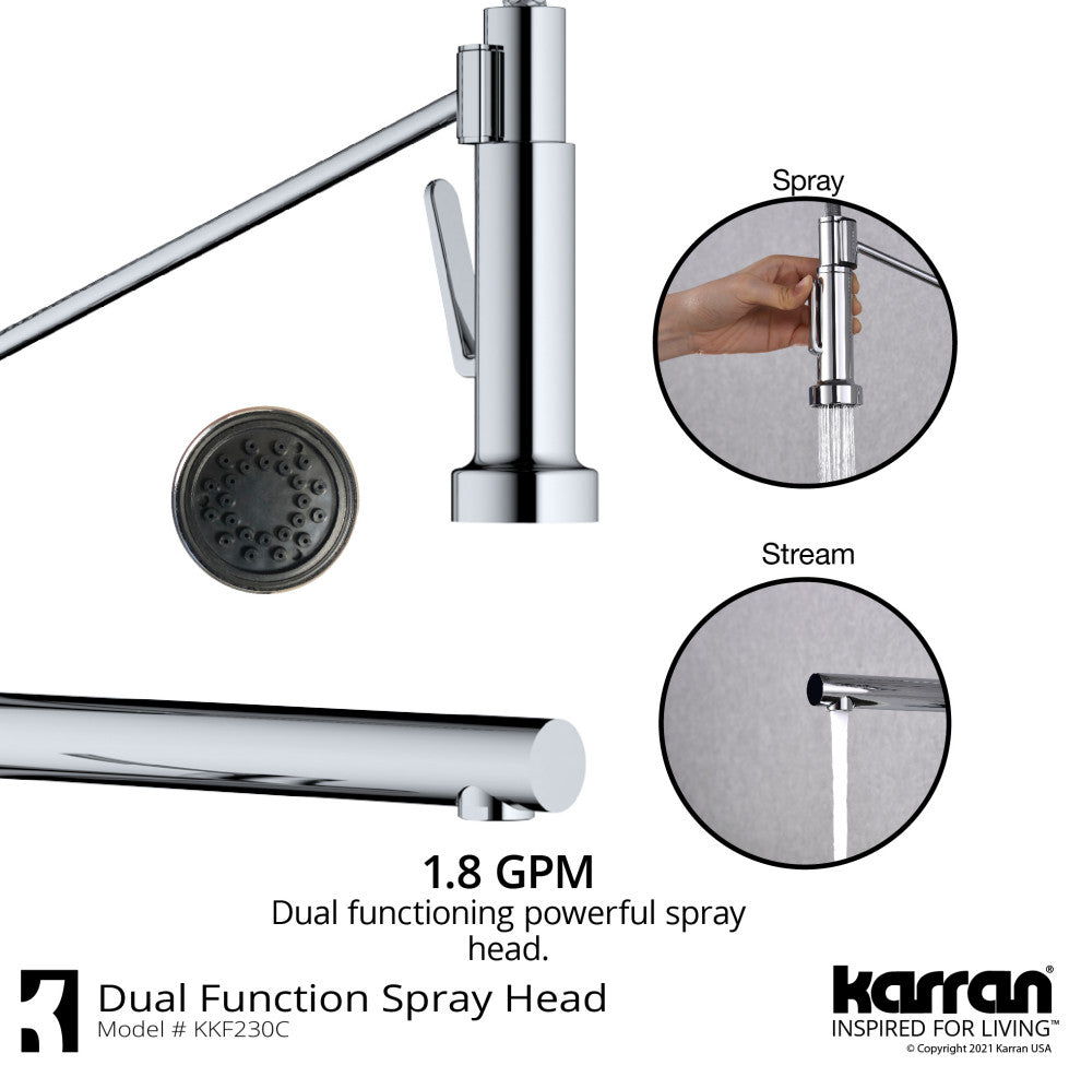 Karran Tumba Single-Handle Pull-Down Sprayer Kitchen Faucet, Chrome