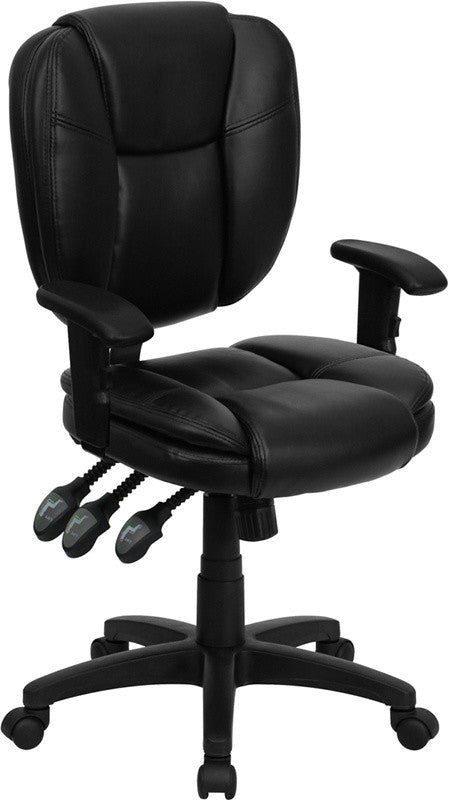 Flash Furniture Mid Back Ergonomic Task Office Chair with Arms in Black
