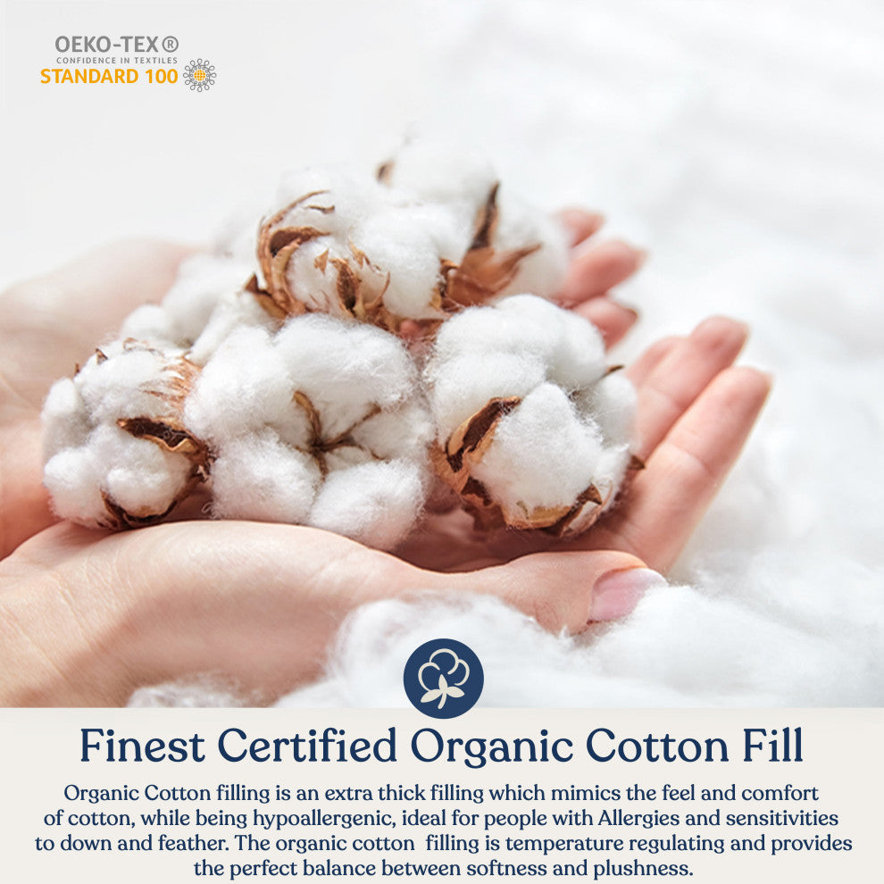 Delara GOTS Certified Lightweight Duvet Insert 300GSM Fill Weight 400TC, King, 108"x92"