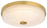 Preston 1-Light Gold Brass Transitional Dome Flush Mount LED Fixture Glass Shade, Natural Brass