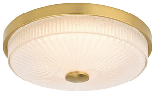 Preston 1-Light Gold Brass Transitional Dome Flush Mount LED Fixture Glass Shade, Natural Brass