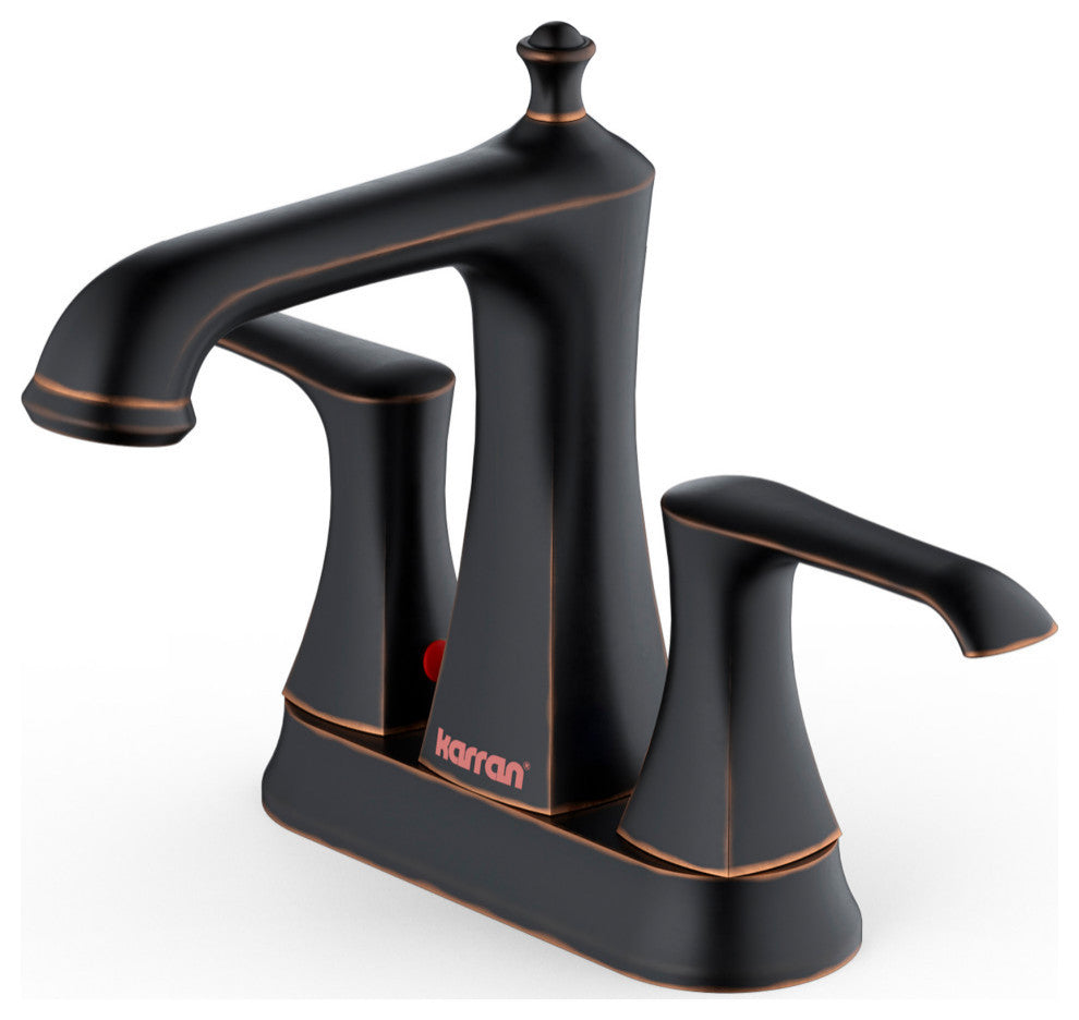 Karran 2-Hole 2-Handle Bathroom Faucet With Pop-Up Drain, Oil Rubbed Bronze