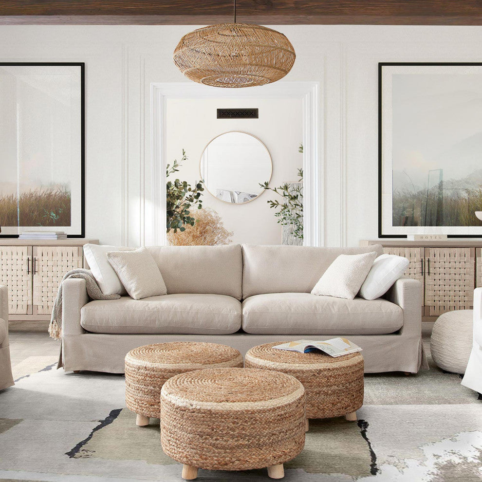 Round Accent Stool in Natural Jute Fiber by Diamond Sofa