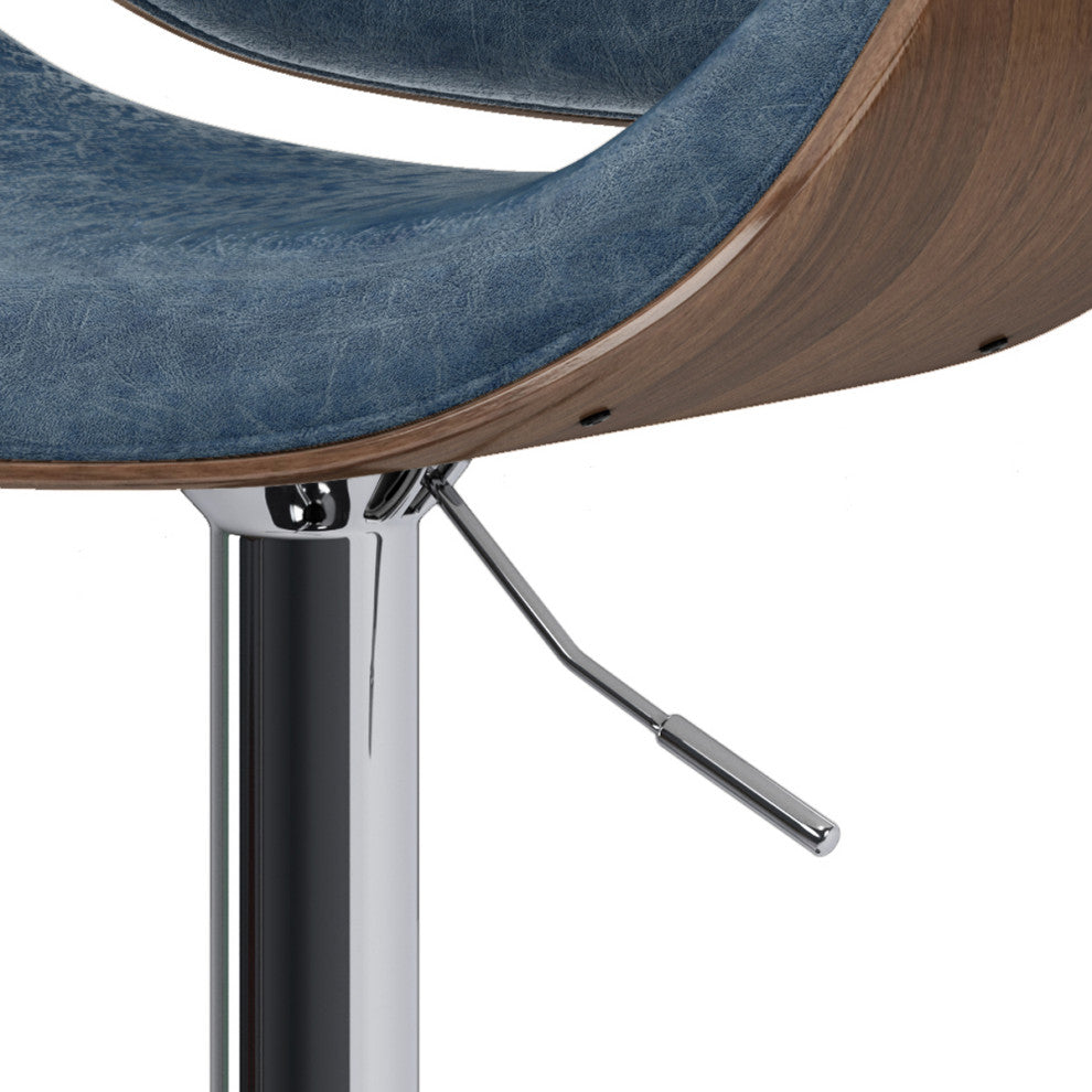 Marana Bentwood Adjustable Swivel Bar Stool, Distressed Blue