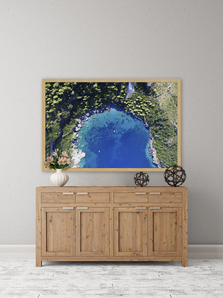 Marmont Hill, "Deep Blue Lagoon" by Alfredo Framed Painting Print, 36x24