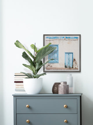 "Blue Doors and Windows" Framed Painting Print, 24x24