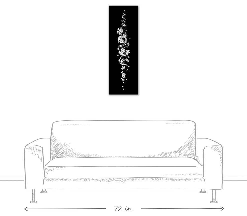 Black and White Floral Midline Print on Canvas