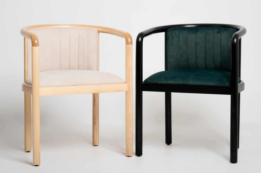 Alton Dining Chair, Black Wood, Emerald Material
