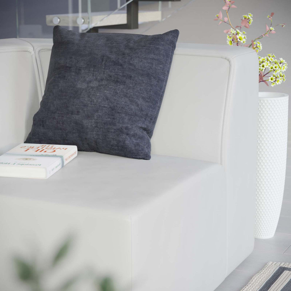 Sofa Corner Chair, Faux Vegan Leather, White, Modern, Living Lounge Hospitality