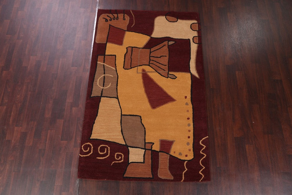 Transitional Hand-Tufted Indian Oriental Oriental Area Rug, Multi, 3x5'