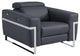 Prato Genuine Italian Leather Modern Chair, Dark Gray