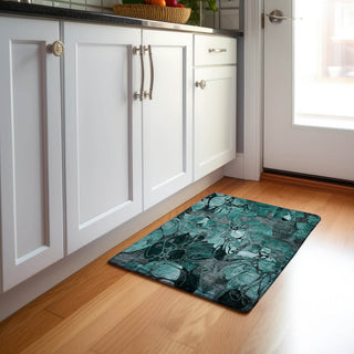 Premium Machine Washable Mayfield AMF558 Teal 1'8" x 2'6" Rug