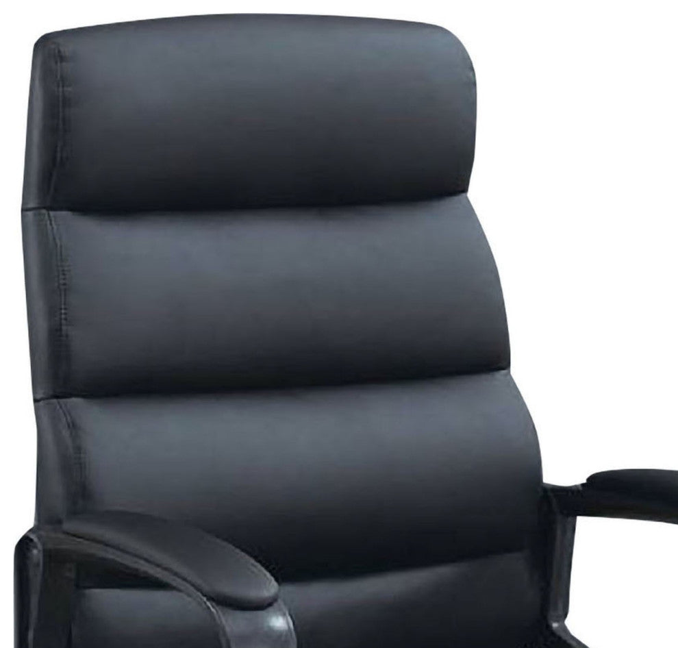 Benzara BM266480 Office Chair With Horizontally Tufted Padded Back, Black