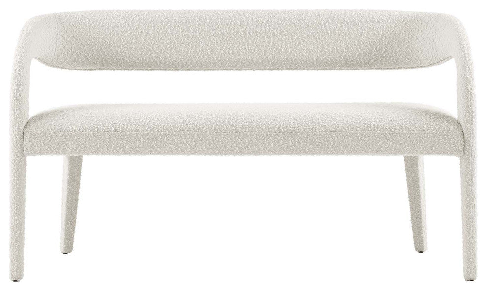 Pinnacle Boucle Fabric Accent Bench, Ivory