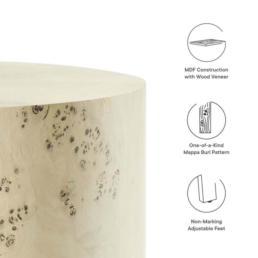 MODWAY Cosmos 16" Round Burl Wood Side Table