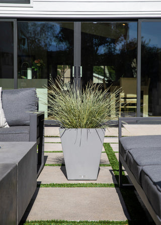 Nobleton Square Planter, Grey, 18 Inch, 2 Pack