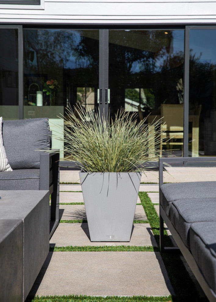 Nobleton Square Planter, Grey, 18 Inch, 2 Pack