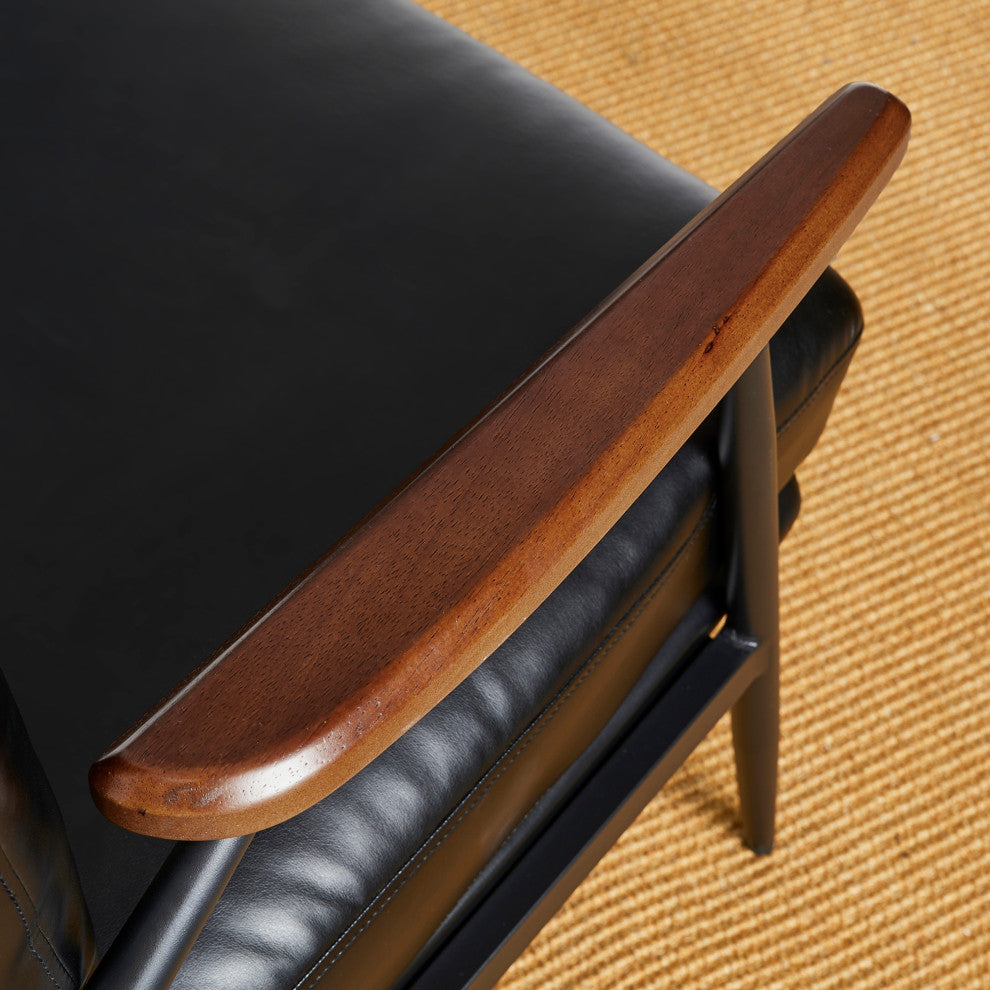 Set of 2 Black Leatherette Accent Armchair