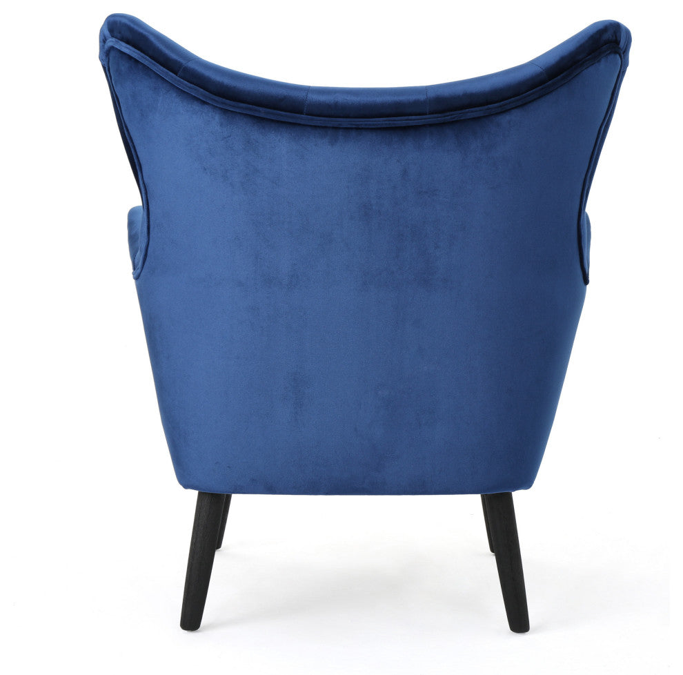 GDF Studio Ashton Mid Century New Velvet Armchair, Navy Blue