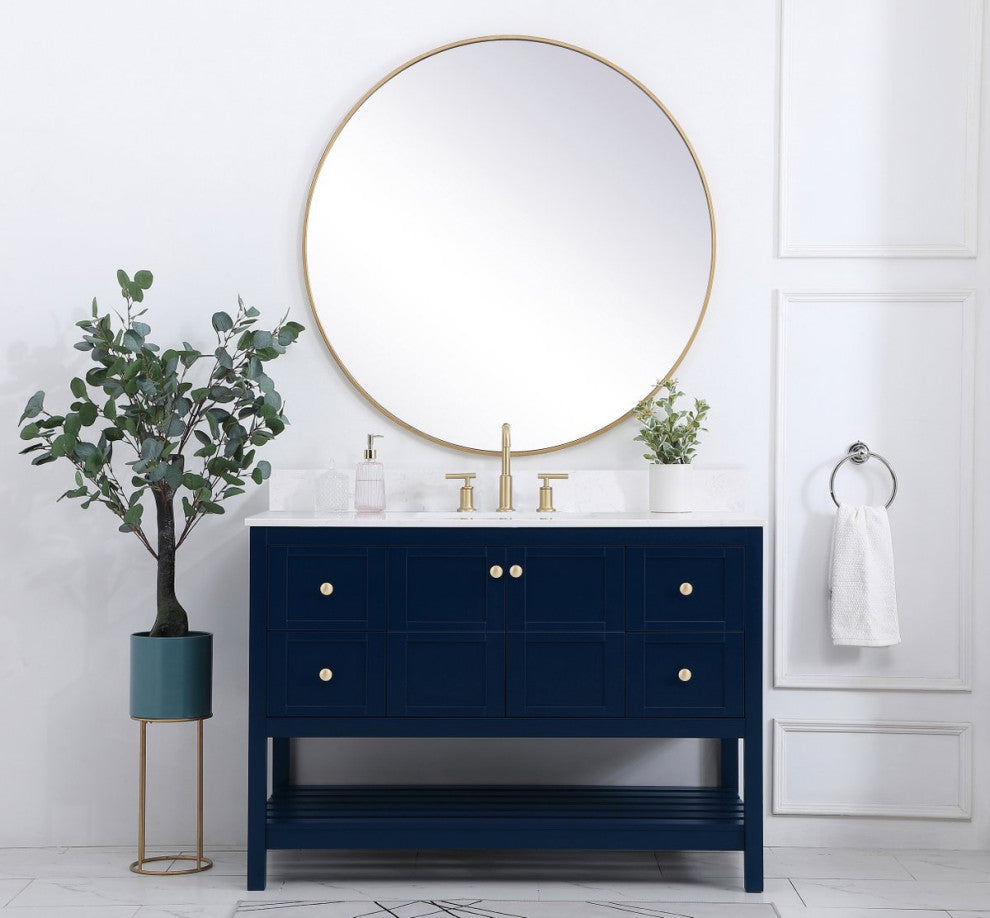 Tobias 48" Single Bathroom Vanity, Blue With Backsplash