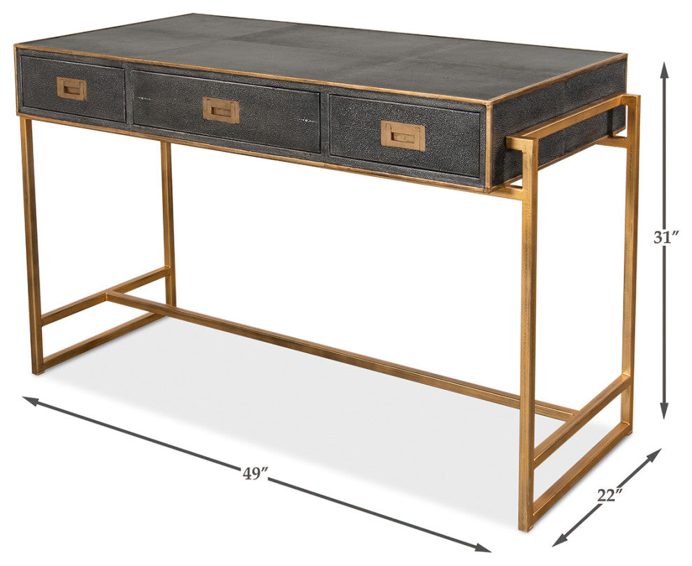 Modern Shagreen Leather Desk