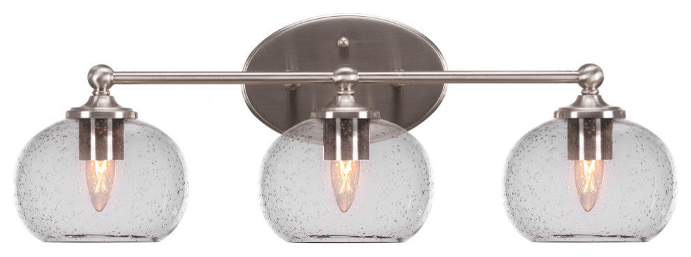 Capri 3-Light Bath Bar, Brushed Nickel/Clear Bubble