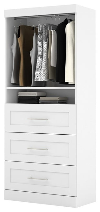 Bestar Pur By Bestar 36 Storage Unit With 3-Drawer Set, White