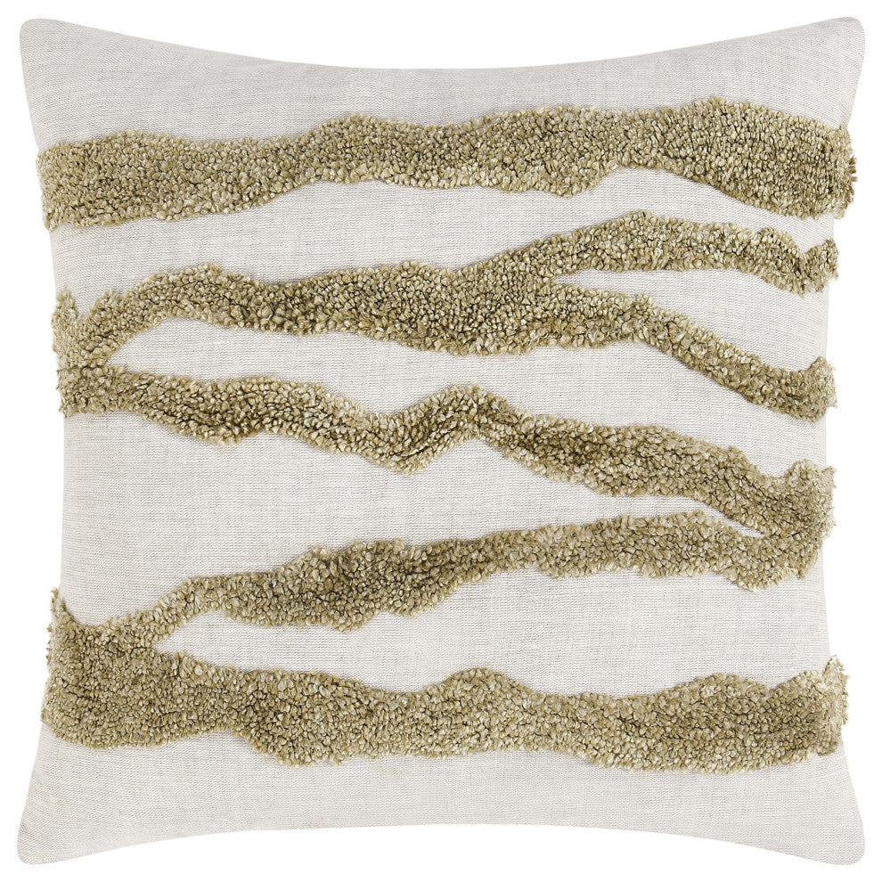 Passage 22" Belgian Linen Blend Throw Pillow by Kosas Home, Wheat Green