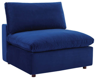 Commix Down Filled Overstuffed Performance Velvet Armless Chair Navy