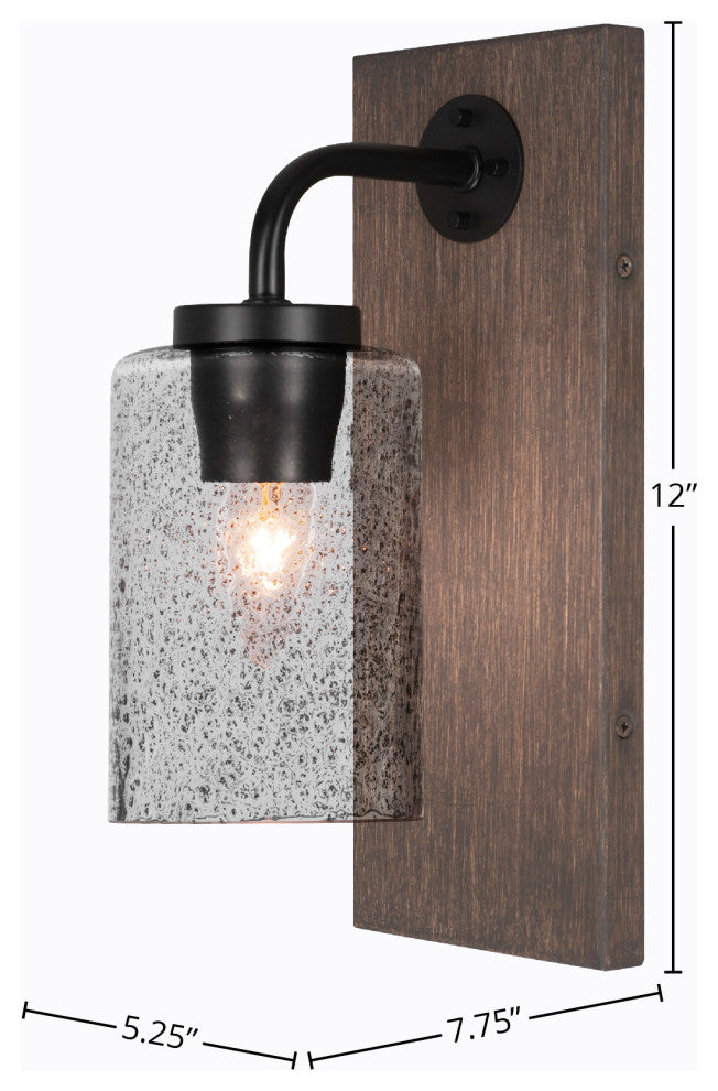 Oxbridge Wall Sconce, Matte Black & Painted Distressed Metal, 4" Smoke Bubble
